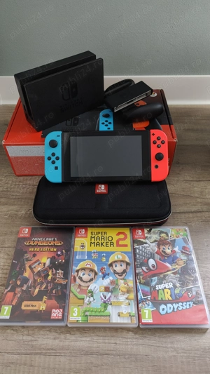Nintendo Switch Red & Blue cu jocuri originale și accesorii