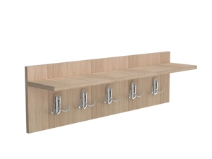 Cuier de perete cu 5 agatatori si polita, 70x25 cm, sonoma
