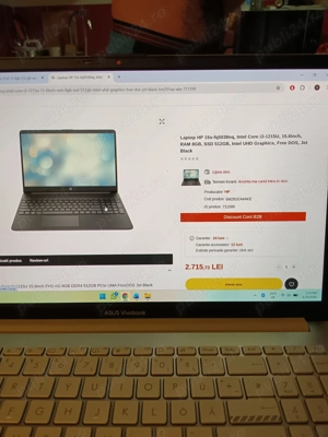 Laptop HP 15s   15,6  i3 gen 1125G4 8gb ram 512 SSD Samsung .