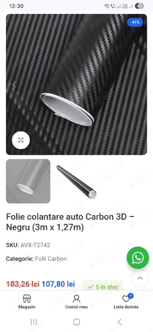 Folie colantare Carbon 3D ,  L20M H 1.27M