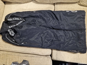 Pantaloni pentru ski negru, cu buzunare și bretele, 152 cm