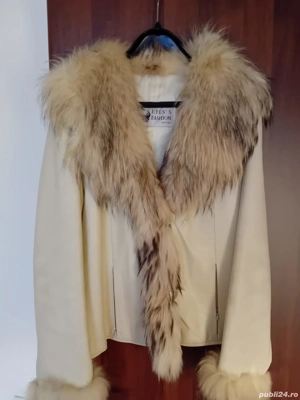 Haina piele cu blana naturala