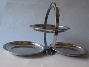 Platou Etajat Inox Pliant Alessi Tavi Gravate Din Anii 60 Folding Cake Stand - imagine 2