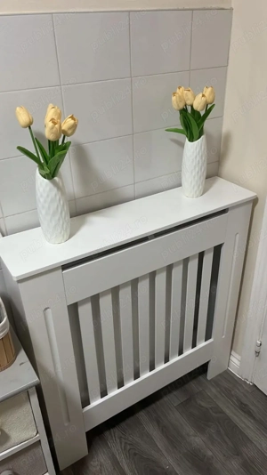 Panou decorativ- Masca calorifer, lemn MDF alb lucios S - imagine 2