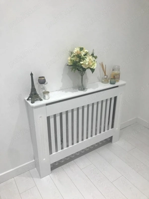 Panou decorativ- Masca calorifer, lemn MDF alb lucios M - imagine 2