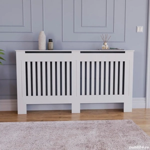 Panou decorativ- Masca calorifer, lemn MDF alb lucios L