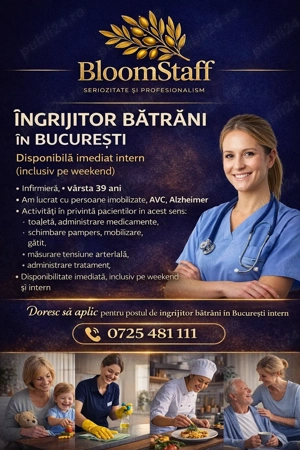 Disponibil imediat îngrijitor bătrâni 