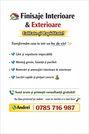 Finisaje interioare & exterioare   Lucrări de calitate, preț corect