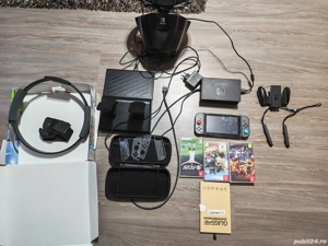 Vând Nintendo switch+ toate accesoriile ( volan , cerc , husa , 3 casete , folie)