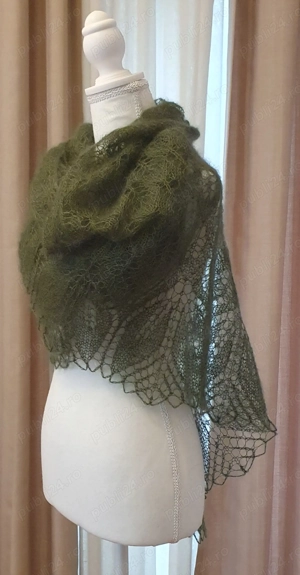 Șal tricotat manual verde - imagine 3