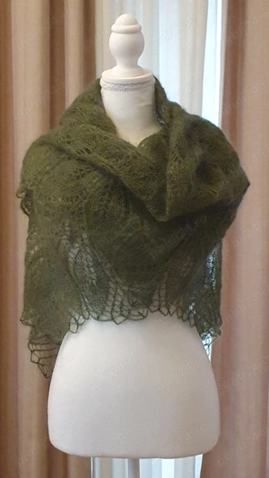 Șal tricotat manual verde - imagine 4