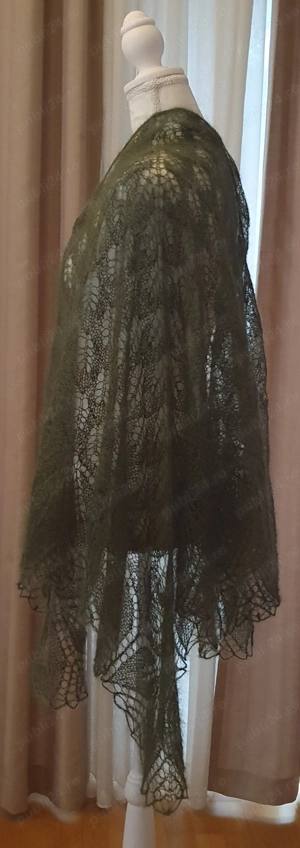 Șal tricotat manual verde - imagine 5