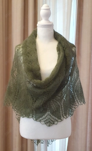 Șal tricotat manual verde - imagine 2