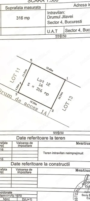 Teren intravilan - 316 mp - Aparatorii Patriei   Drumul Jilavei