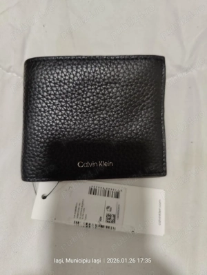 Portofel din Piele naturala CK Calvin Klein pt. Bărbați Negru,(Super Ofertă).