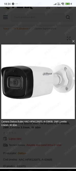 2 Camere Dahua hac-hfw1200tl-a-0360b-s5