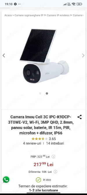 Imou Cell 3C IPC-K9DCP-3T0WE-v2, wi-fi, 3mp