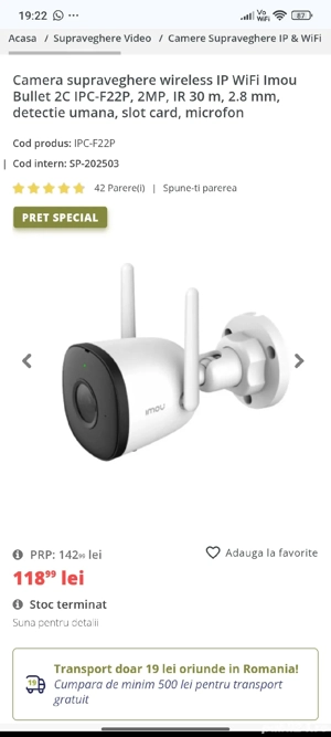 WiFi Imou Bullet 2C ipc-F22P, 2MP