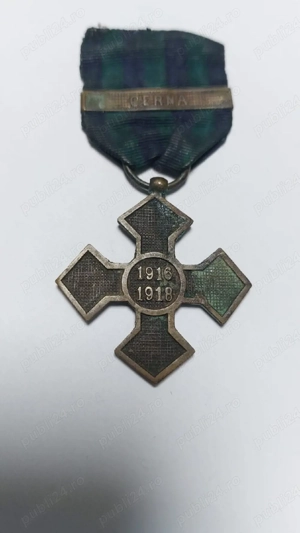    Cruce Comemorativă 1916 1918   Originală cu baretă  CERNA  1918   - imagine 5