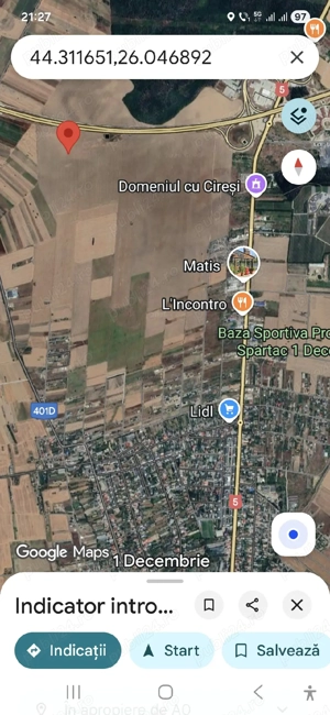 Teren intravilan 1 Decembrie langa A0