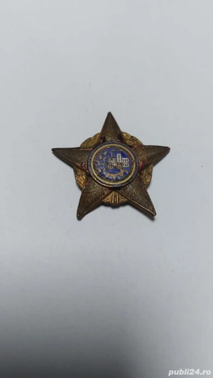 Insignă C.F.R. interbelică (stea cu email albastru)