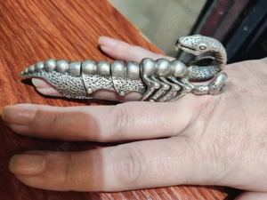 Inel Full Finger Armour, argint masiv 925 , vintage, Biker Rocker 