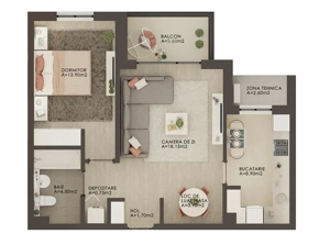 Apartament 2 camere cu boxa si loc de parcare in Afi City