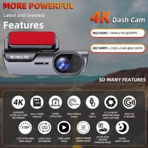 Cameră auto 4K IMX415 2025, model îmbunătățit, cu cameră frontală de 2160P, control prin aplicație,  - imagine 4