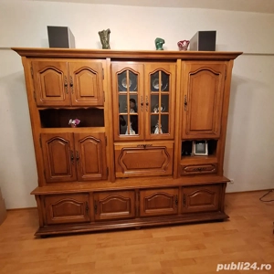 Mobila sufragerie din lemn masiv + comoda TV+ canapea + fotoliu