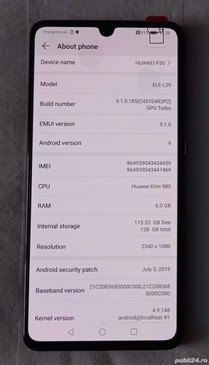Huawei P30 (ELE-L29) NOU 6.1" Dual SIM 6GB 128GB Retail OLED HDR10 Google Play Services - imagine 4