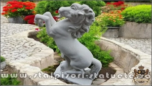 Statuetă căluț mediu, alb marmorat, model S37. - imagine 4