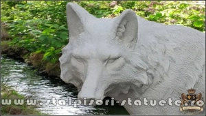 Statuetă animal lup, alb marmorat, model S78. - imagine 2