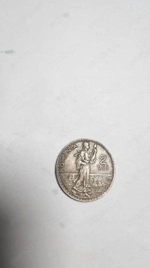 Moneda 2 LEI 1912   Carol I (argint) Inscripție:  ROMANIA   2 LEI   1912 