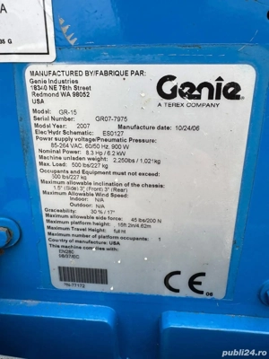 Nacela electrică Genie GR-15 Runabout - imagine 4