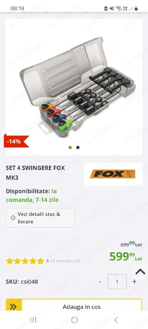set 4 swingere fox mk3 + penar - imagine 4