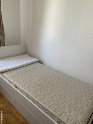 Pat de o persoana cu saltea si spatiu de depozitare