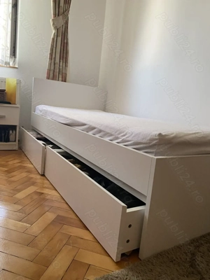 Pat de o persoana cu saltea si spatiu de depozitare - imagine 3