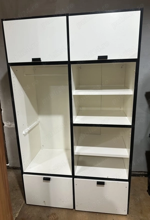 Dulap alb cu rafturi si bara de umerase; Raft; Dressing; Sifonier