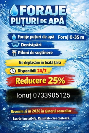Foraje puțuri apa 