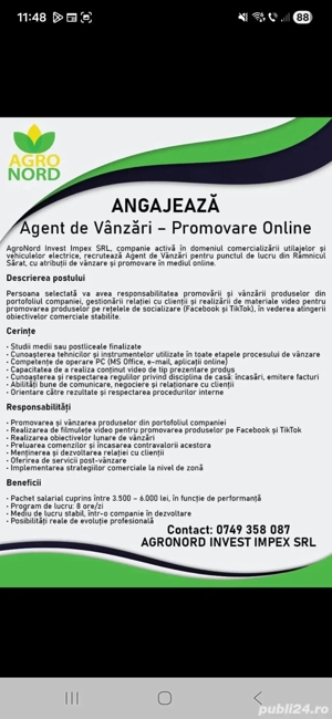 Angajam coleg Agent vânzări și promovare 