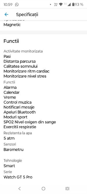 Smartwatch Huawei GT 5 pro - imagine 3