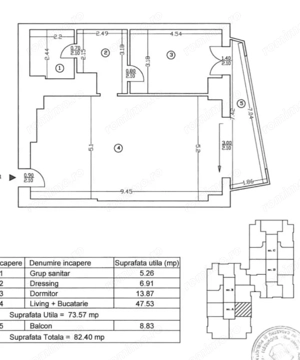 Apartament spațios 2 camere + dressing, UPground, 82 mp, etaj 6, mobilat lux. - imagine 8