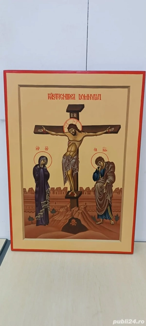 icoana Răstignirea Domnului pictată manual 