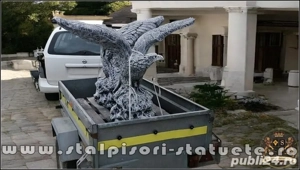 Statuetă vultur pe stâncă, șoim, gri patinat, model S35. - imagine 5