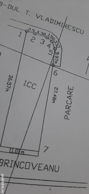 Teren 391 mp  zonă centrală -B-dul T. Vladimirescu