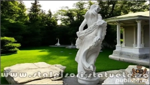 Statuetă domnița cu flori, alb marmorat, model S50. - imagine 3