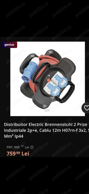 Distribuitor Electric BrennenstuhlDistribuitor Electric Brennenstuhl 2 Prize industriale 2 p+e, Cabl