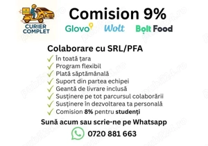 Locuri disponibile livrator Glovo   Bolt Food   Wolt PFA   SRL PFA - imagine 2