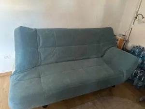 Canapea extensibilă 3 locuri   Albastru deschis, cu ladă depozitare