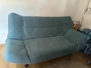 Canapea extensibilă 3 locuri   Albastru deschis, cu ladă depozitare - imagine 2